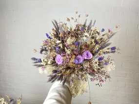 Dried Flowers Bridal Bouquet - Sandy Cream & Lilac