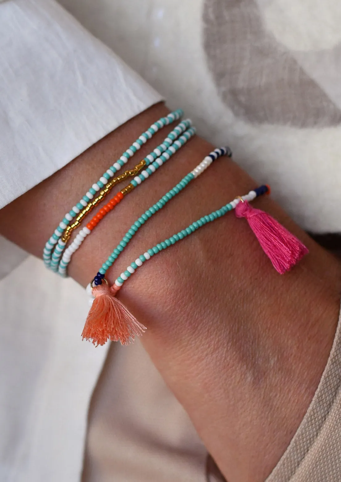 Elastic Tassel Bracelet  - SALMON