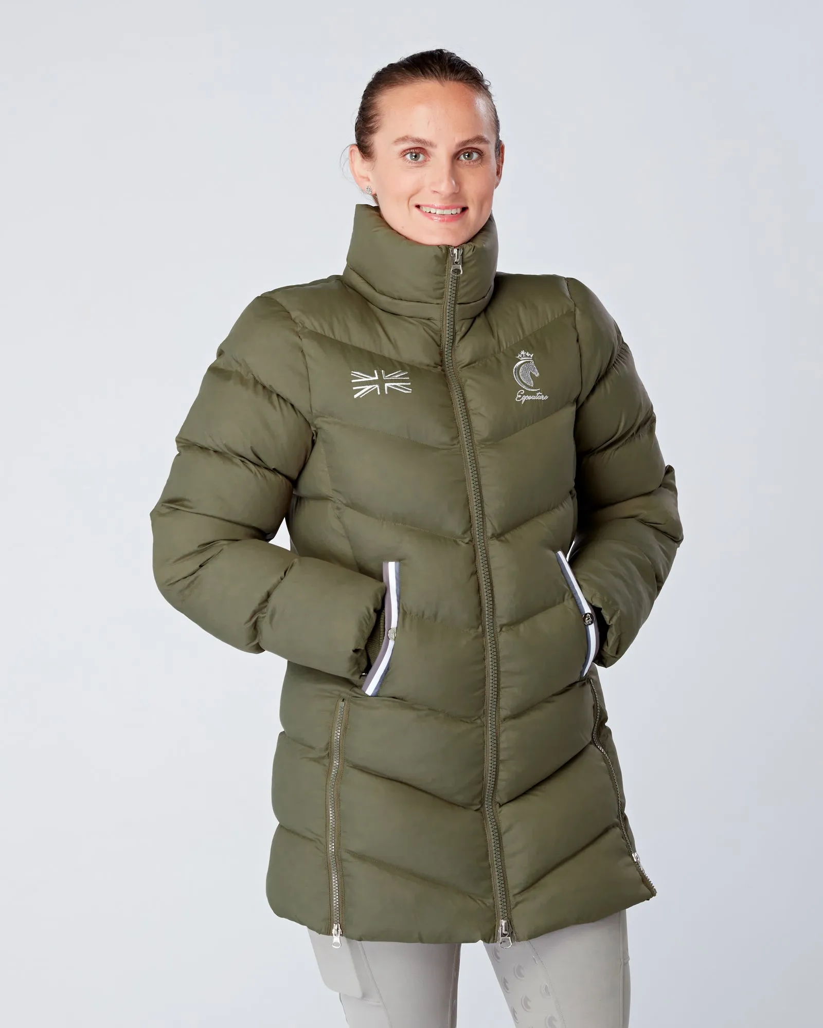 Exclusive Long Olive Green Puffer Coat / Exclusive Long Puffer Jacket - Detachable Hood