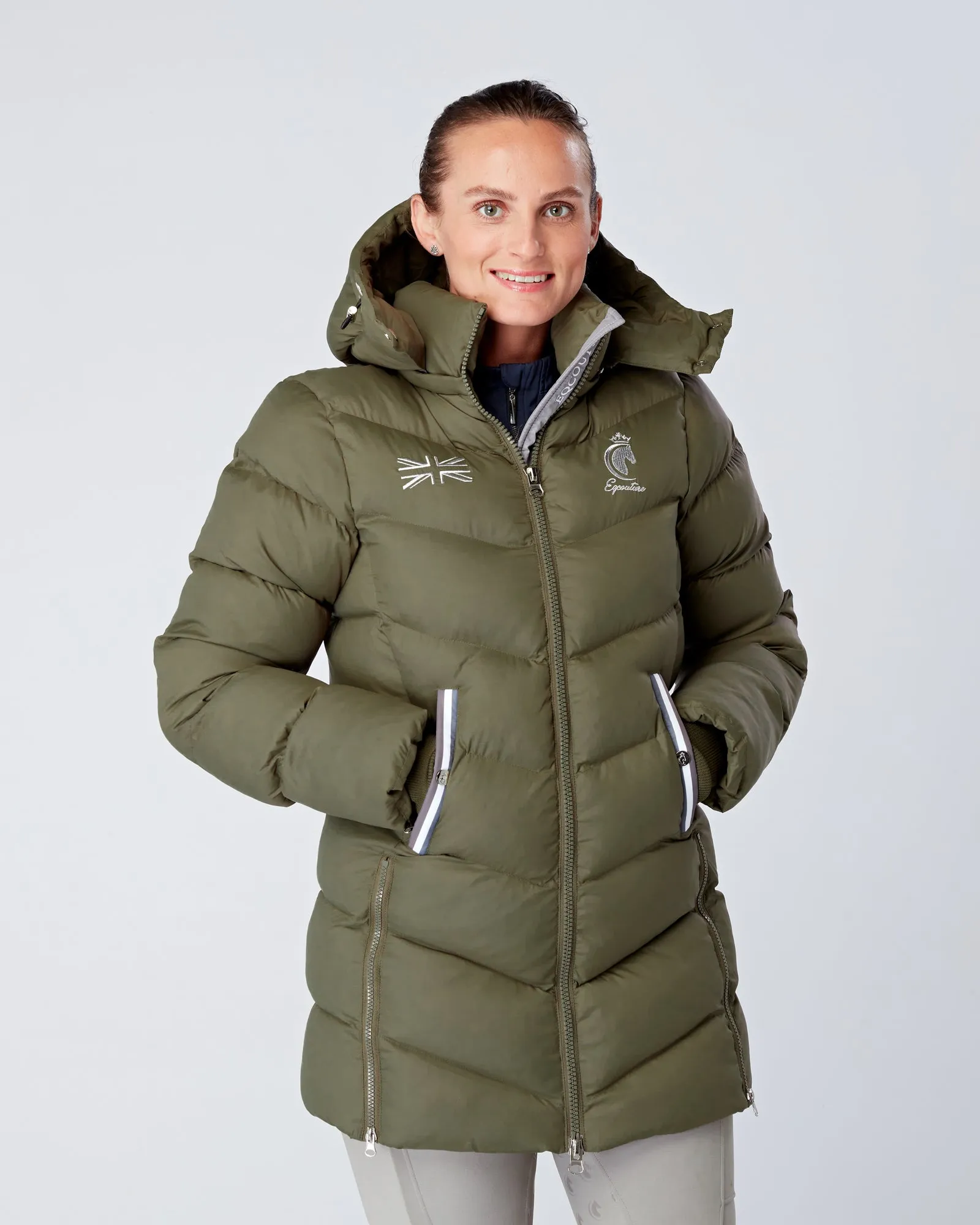 Exclusive Long Olive Green Puffer Coat / Exclusive Long Puffer Jacket - Detachable Hood