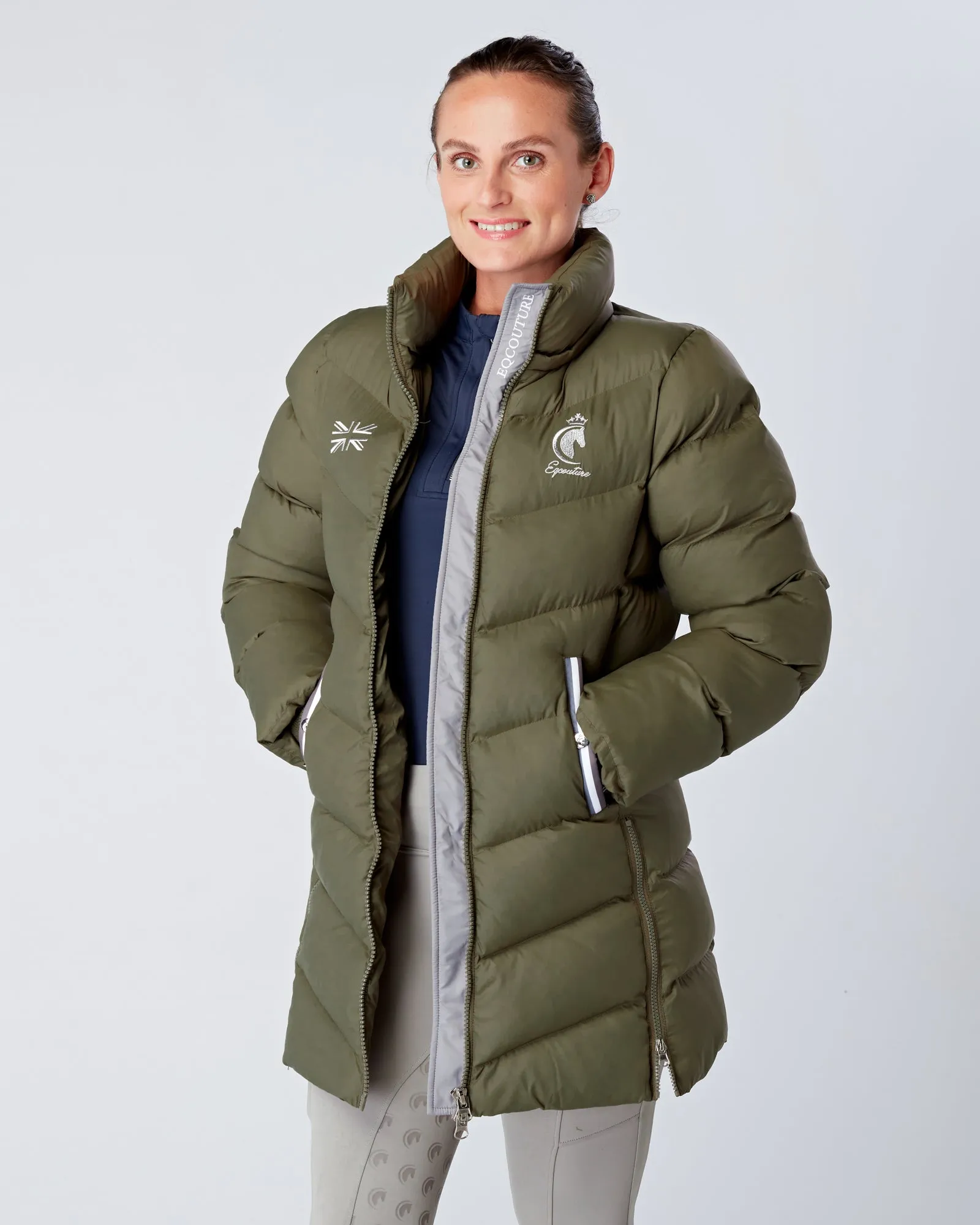 Exclusive Long Olive Green Puffer Coat / Exclusive Long Puffer Jacket - Detachable Hood