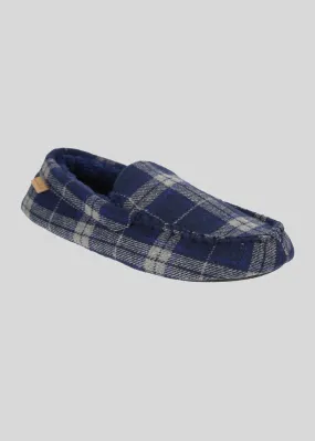 Gritti Palace Men's Check Moccasin Slipper - Navy