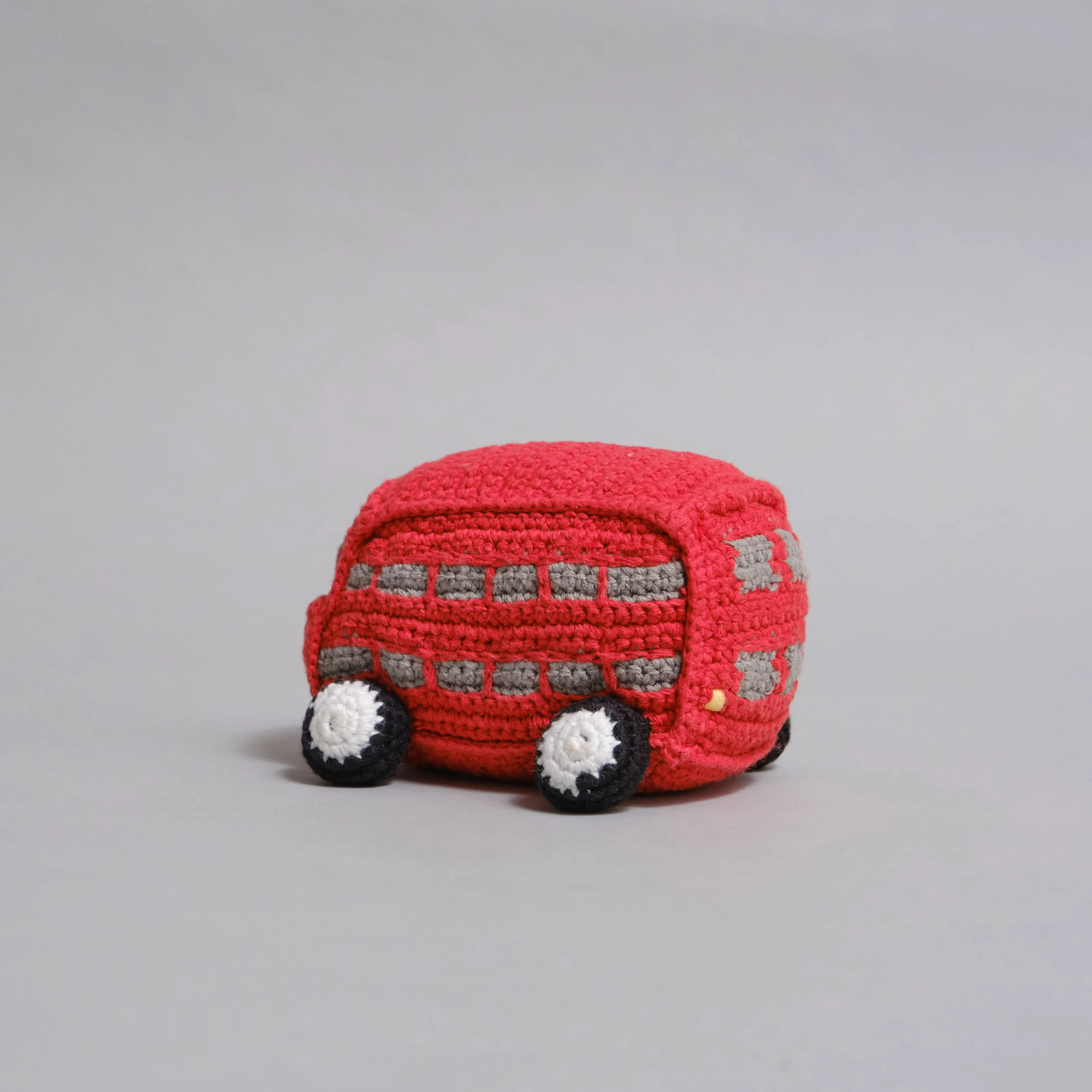 London Bus crochet baby rattle