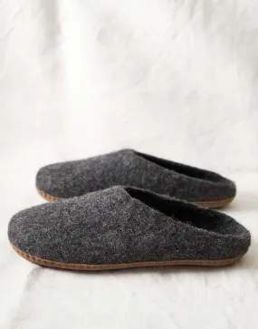 Men's Handmade Eco Felt Suede Sole Mule Slippers – Charcoal