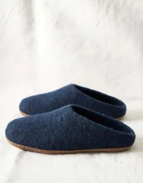 Men's Handmade Eco Felt Suede Sole Mule Slippers – Navy