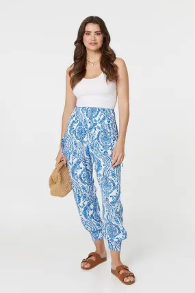 Paisley Print High Waist Harem Pants