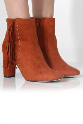 Rosaleen Tan Suede Tassel Boots