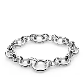 STERLING SILVER STUDDED OVAL BRACELET - SIZE L 21CM