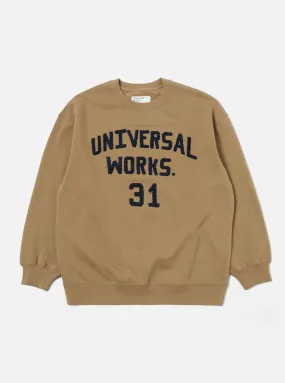 Universal Works Embroidered Sweatshirt in Sand Brush Back Sweat