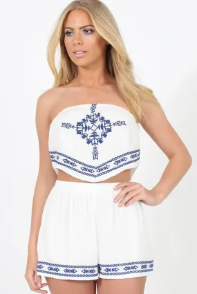 White Embroidered Co-Ord - Athena