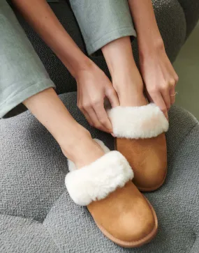 Women's Bracken Sheepskin and Suede Slippers – Chestnut